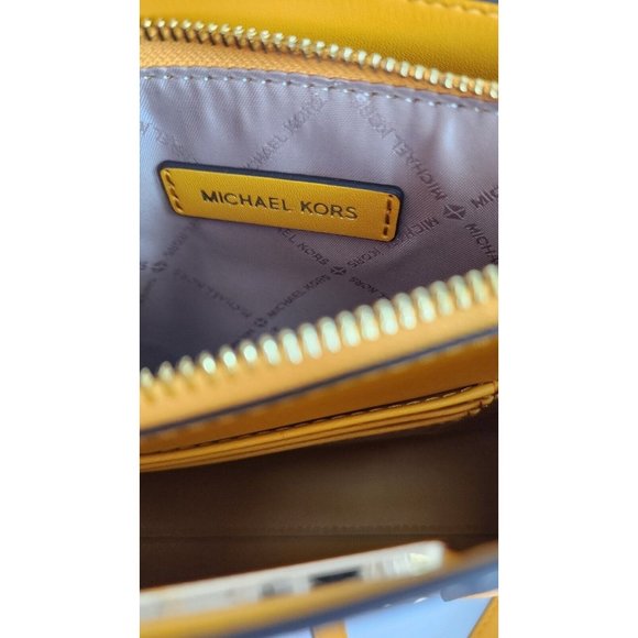 Michael Kors Center Stripe SUN Yellow Signature MAPLE small Satchel Tote NWT! - Picture 6 of 13